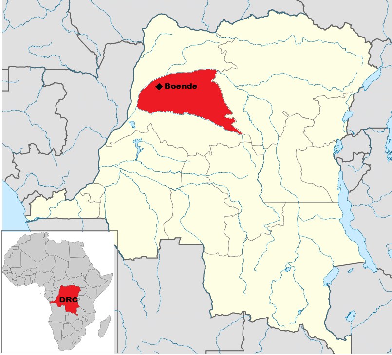 Map showing Ebola-affected areas in the Democratic Republic of the Congo (illustrative)