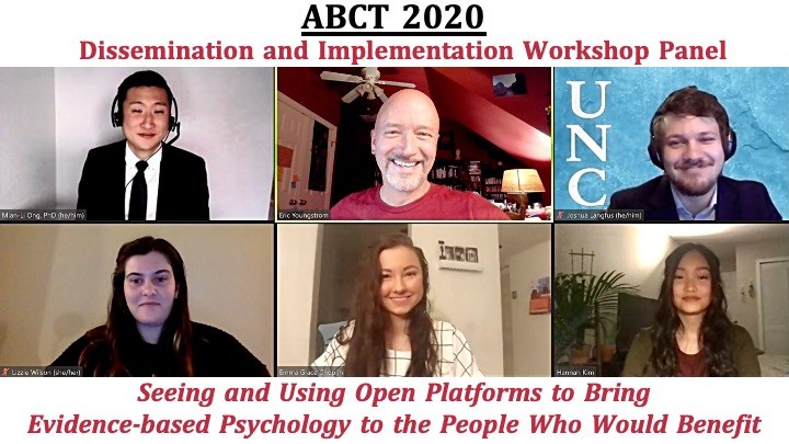 Zoom webinar screenshot from a past conference panel (ABCT 2020)