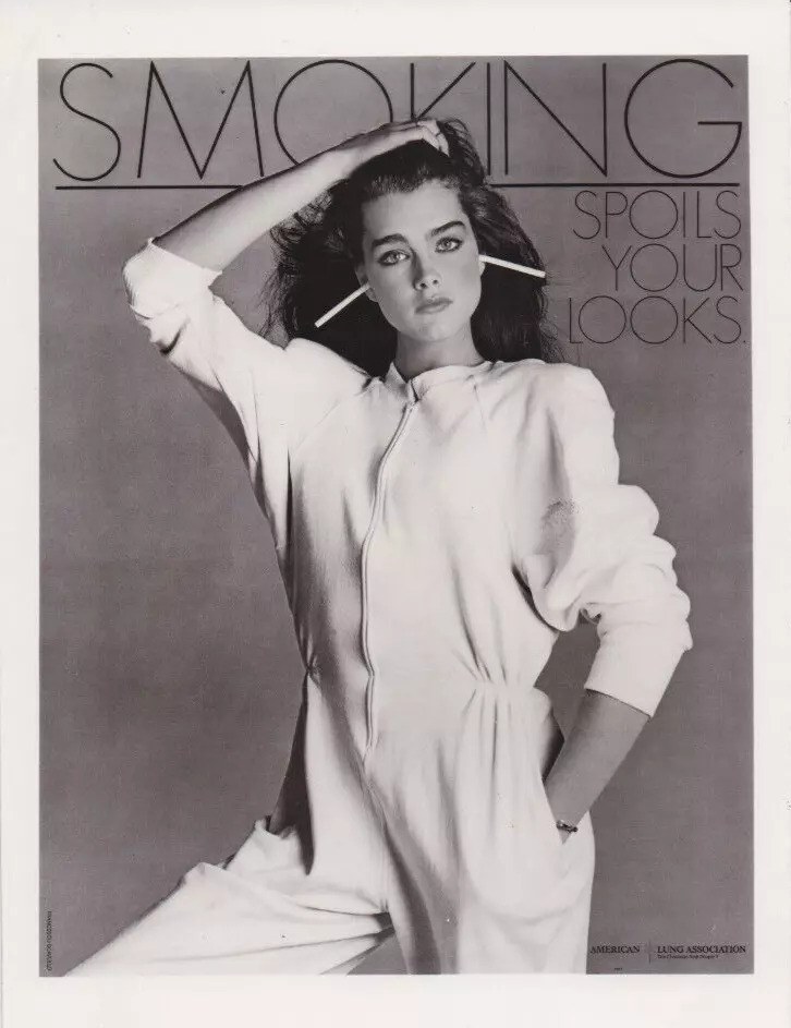 Brooke Shields anti-smoking poster (American Lung Association) — illustrative image for tobacco control/lung cancer prevention.